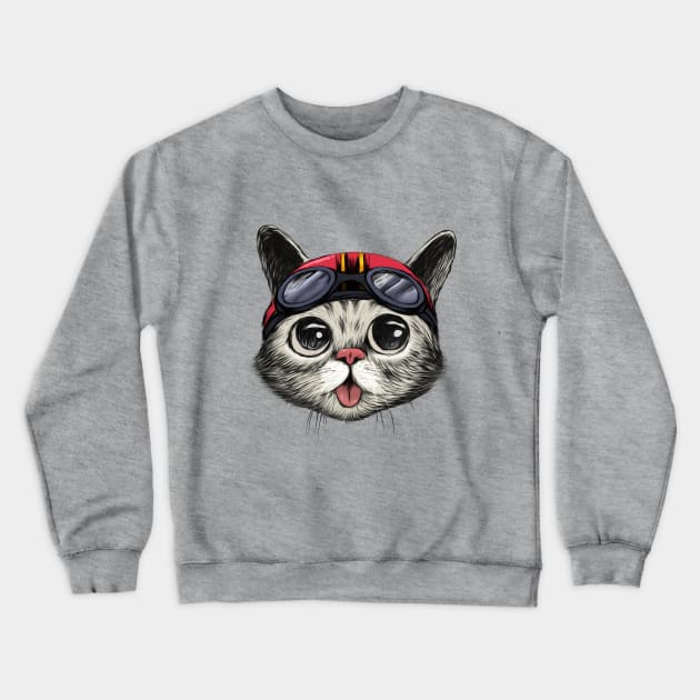 Bikers Cat lil bub kitten tees Crewneck Sweatshirt by Elefunk